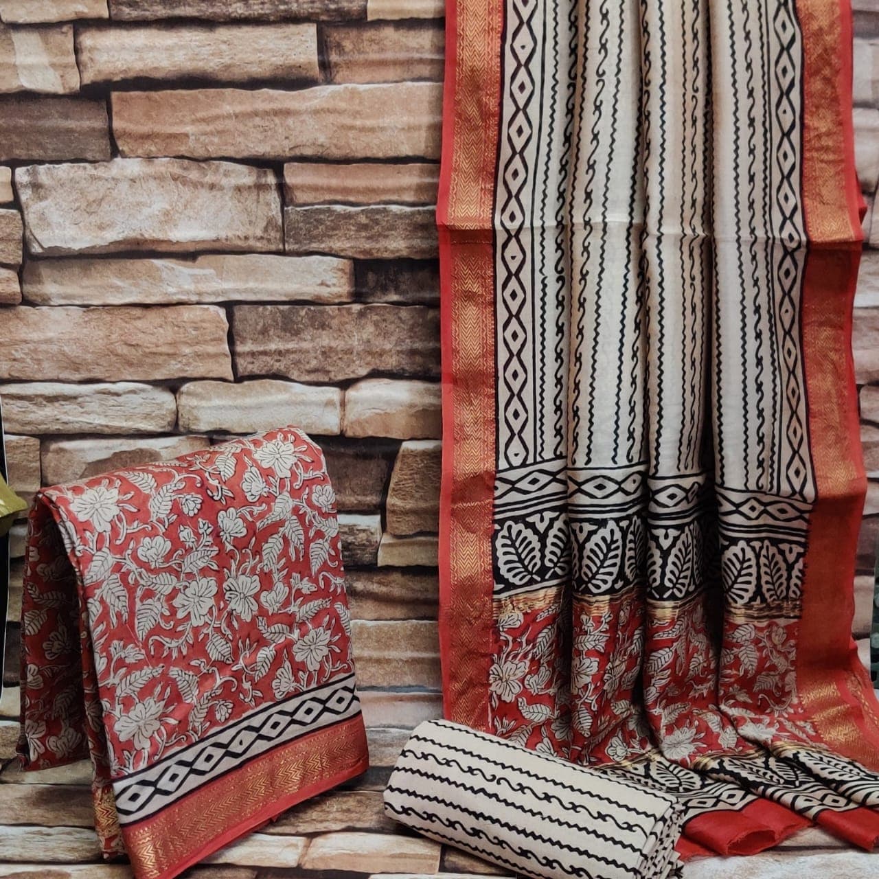 Bagru Printed Chanderi Suit
