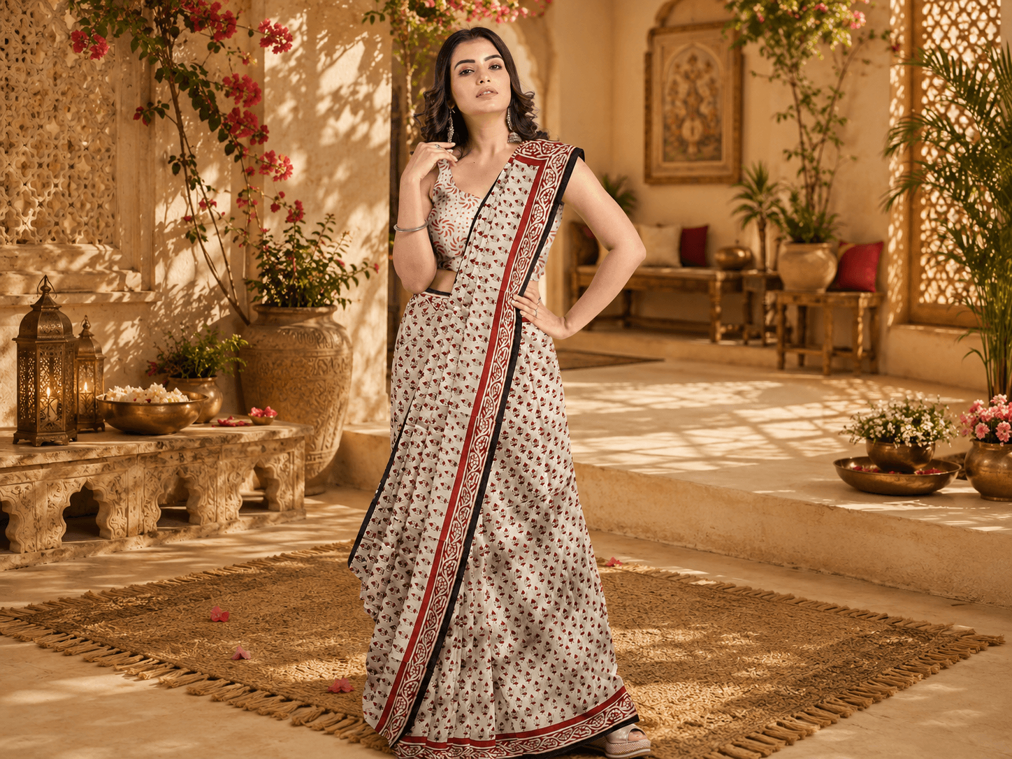 Bagru Printed Cotton Saree